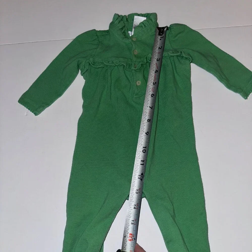 RALPH LAUREN BABY GIRLS GREEN ONE PIECE OUTFIT SIZE 6M St Patrick's Day
